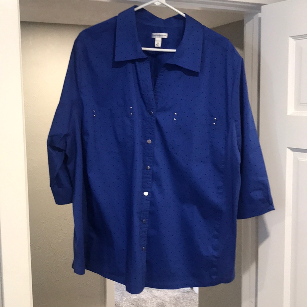 Polka dot button down blouse